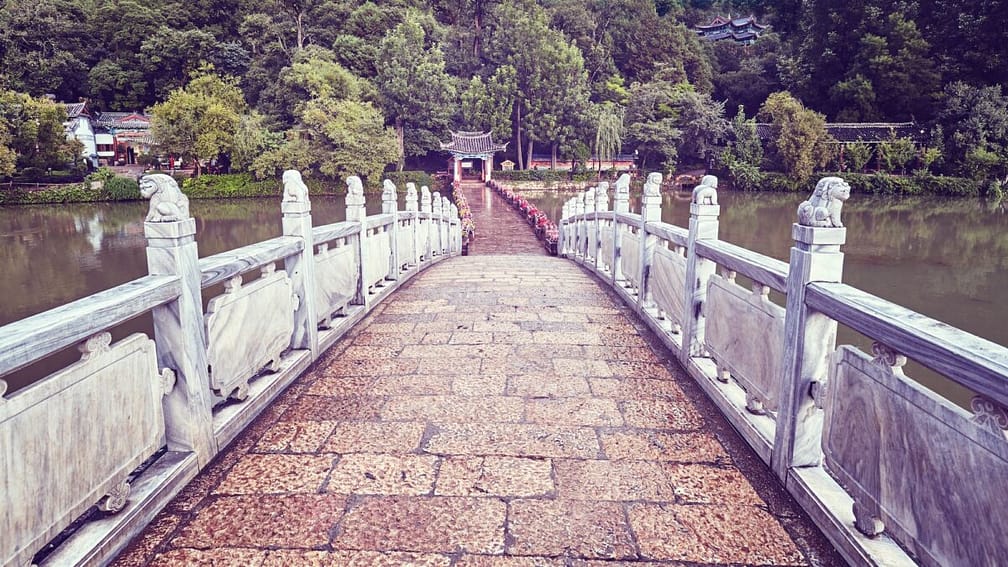 Bridge in the Jade Spring Park in Lijiang, China.