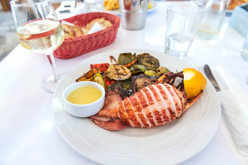 Grilled squid and vegetables
