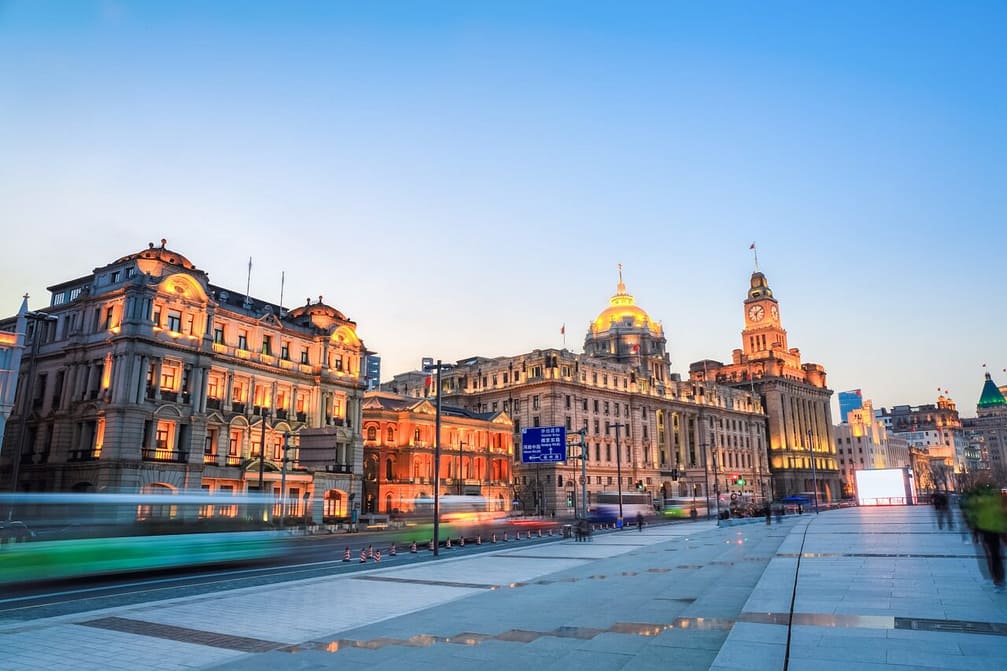 the bund of shanghai at dusk