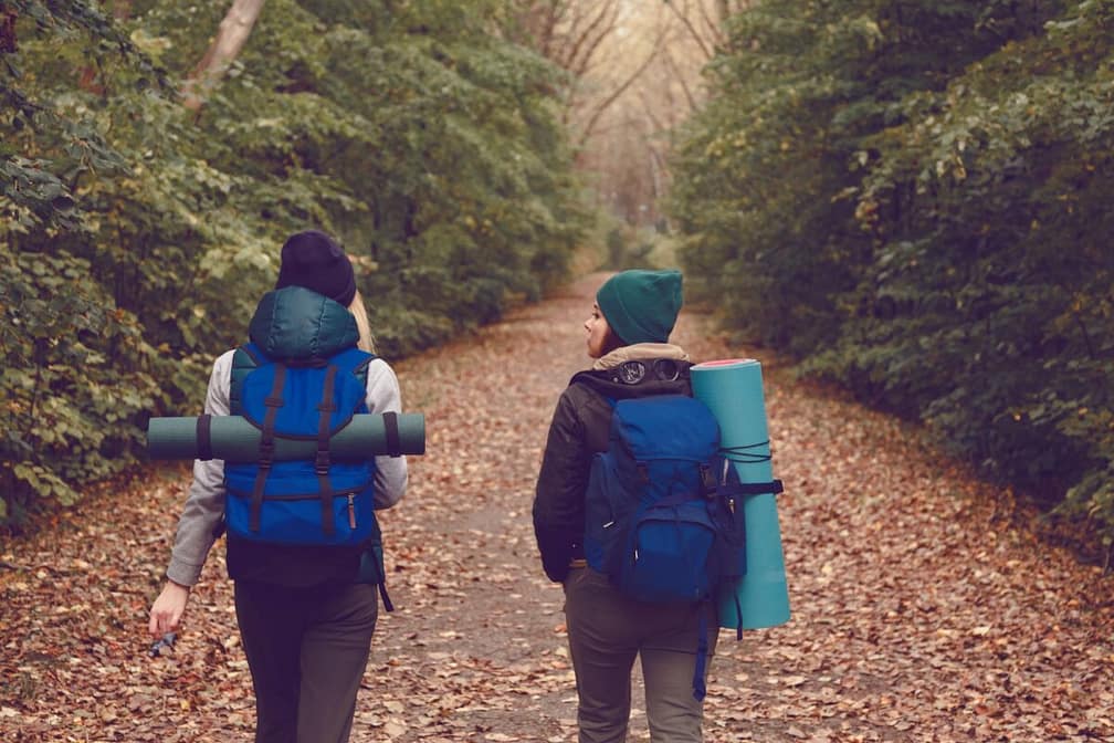 Hikers traveling on a budget