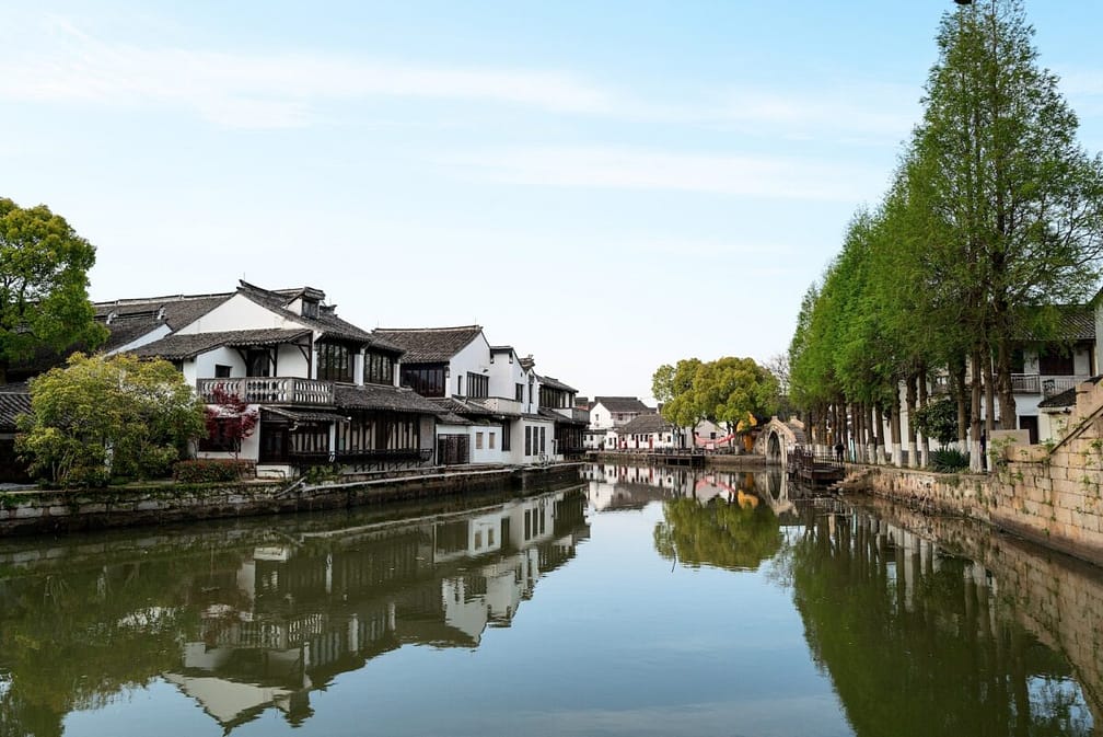 The water town named Jinze in Shanghai, China.