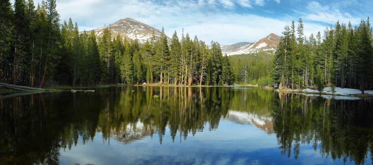Lake reflections in Tioga Pass, Yosemite