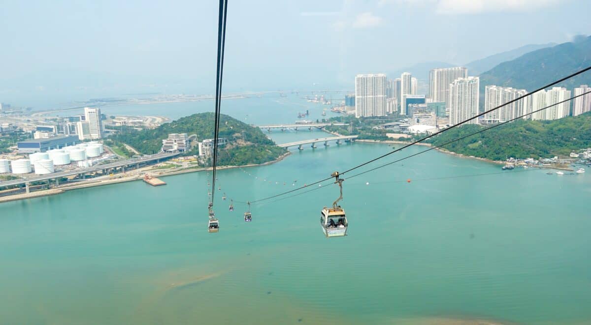 Cable cars on Lantau Island, Hong Kong