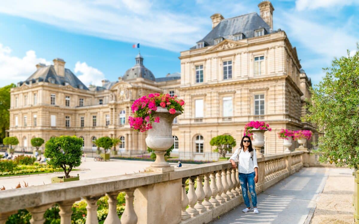 Le Jardin Luxembourg park in Paris during summer in the city of Paris France