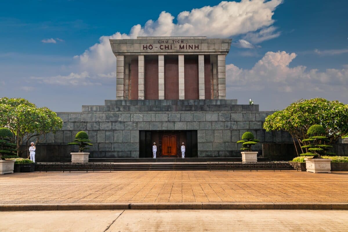 Ho Chi Minh Mausoleum in Hanoi, Vietnam in a summer day