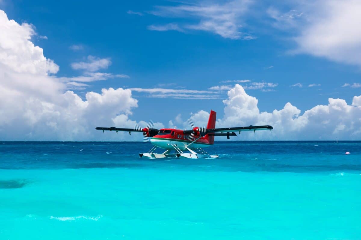 Twin otter seaplane at Maldives