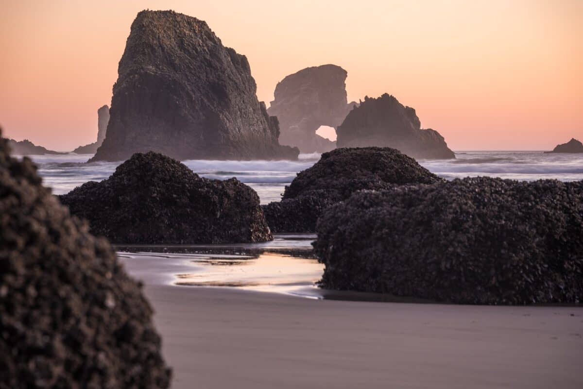 Pastels at sunset on Cannon Beach.