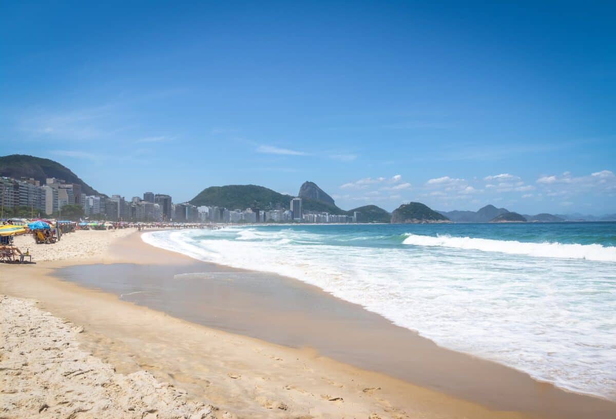Copacabana Beach with Sugar Loaf Mountain on Background - Rio de Janeiro, Brazil