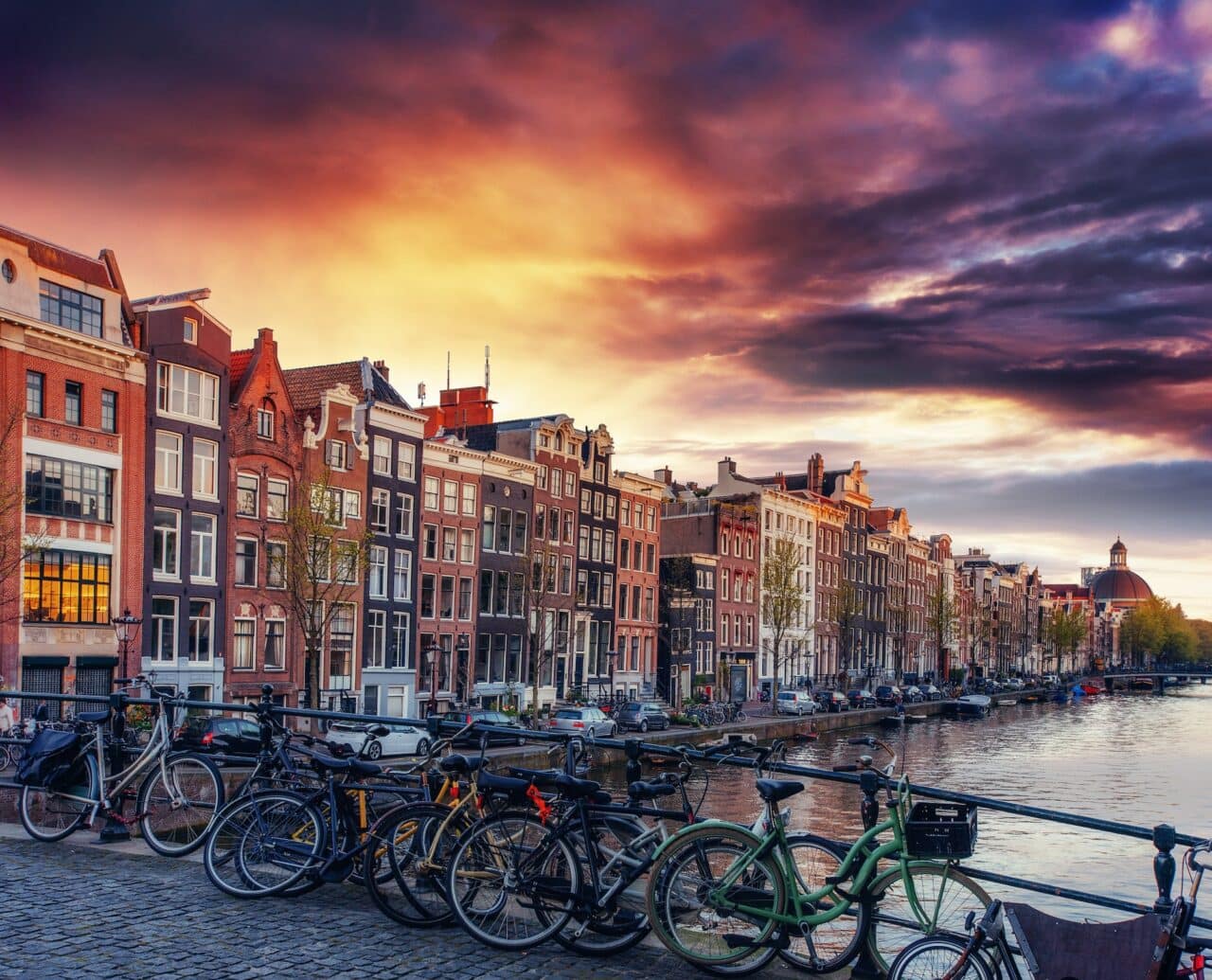 Amsterdam canal on the west.