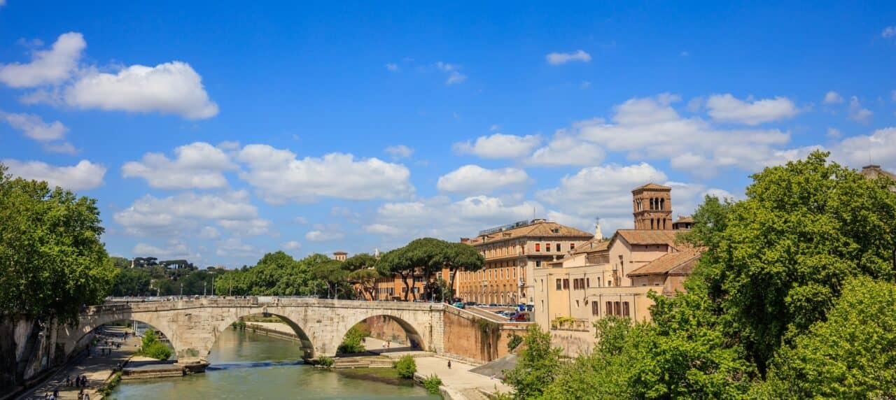 Bridge over Tiber river - Rome, Italy