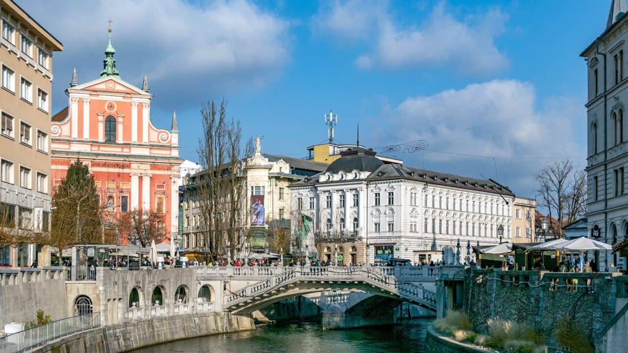 Cityscape of Ljubljana, Slovenia on a sunny day.