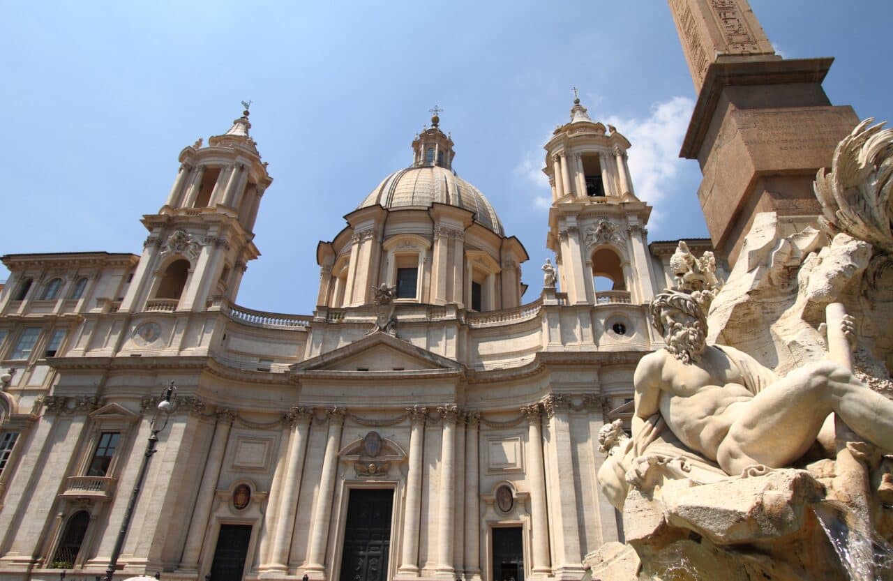 Fountain of the Four Rivers in Navona Square, Rome, Italy