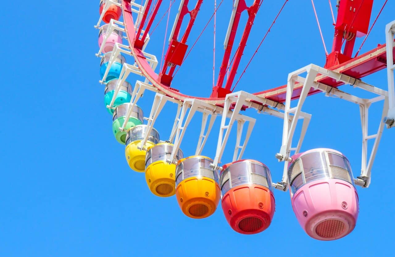 The colorful big Ferris wheel in Odaiba, Tokyo, Japan.