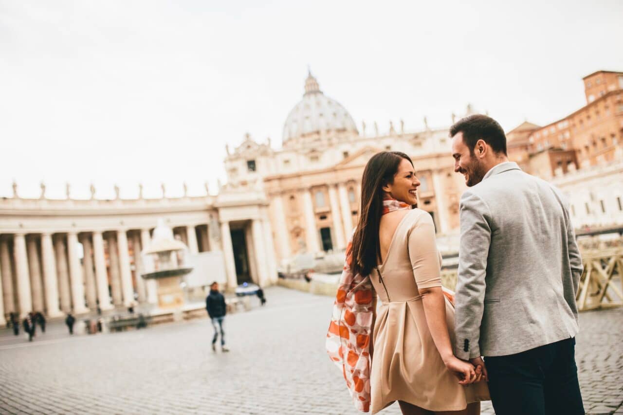 Loving couple in the Vatican, Italy