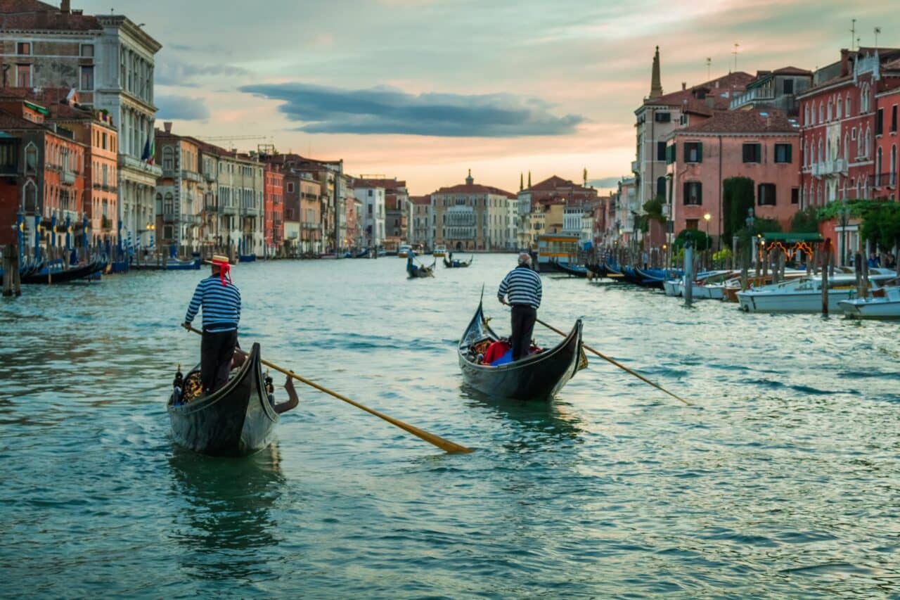 Sunset over the Grand Canal in Venice