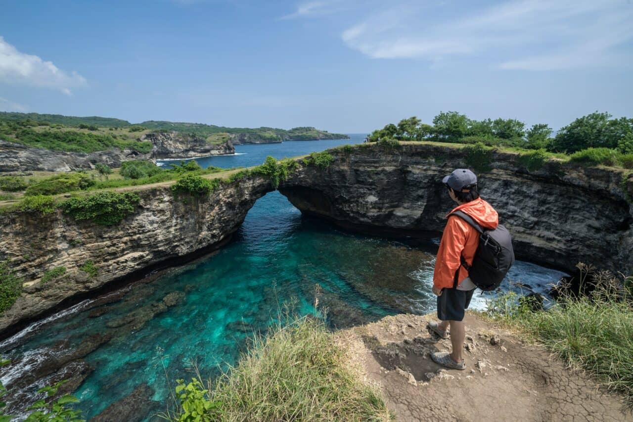 Young traveler at Broken Beach on Nusa Penida Island