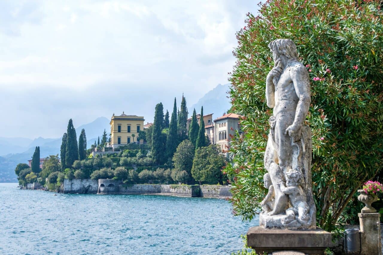 Statue on shore of Lake Como
