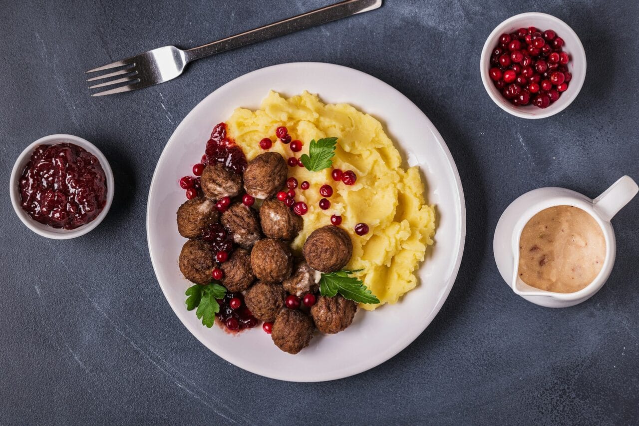 Homemade Swedish Meatballs with Cream Sauce and Parsley