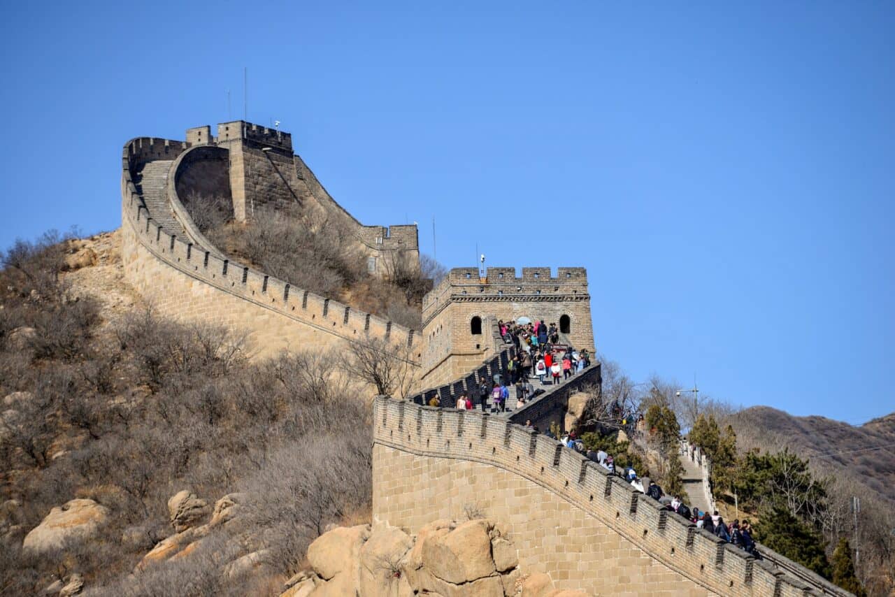 BADALING, CHINA : Tourists visiting the Great Wall of China near Beijing