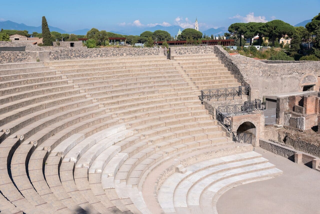 Small Roman theater in the ancient city of Pompeii