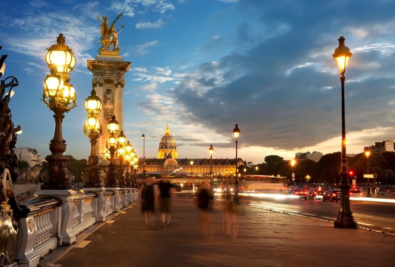 Bridge Alexandre III at sunset