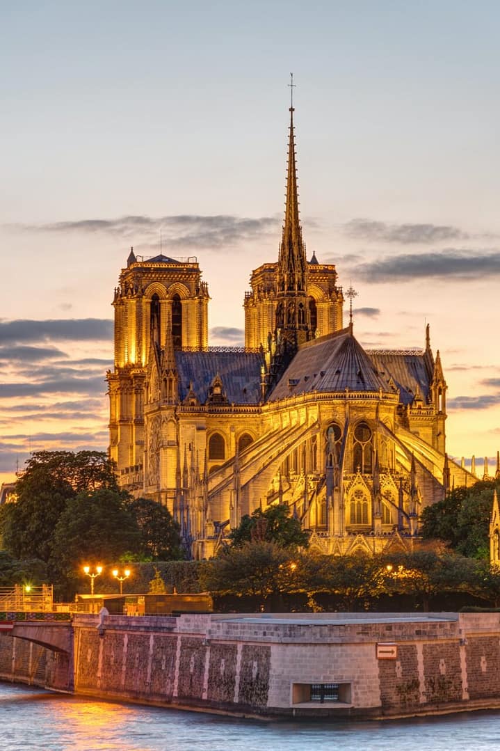 The Cathedral of Notre Dame at sunset